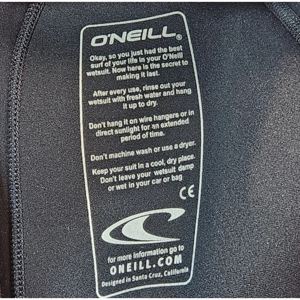 O'Neill Wetsuit Mens 2XL Black Reactor Short Sleeve Shorty Spring Back Zip 2MM
